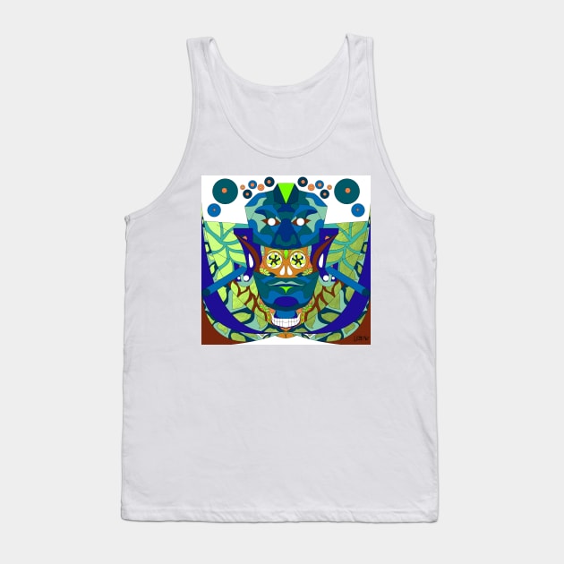 jade mask of the reina roja the red queen in mexican patterns in mayan ecopop art Tank Top by jorge_lebeau